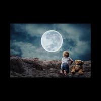 full moon, beautiful moon, smiling moon, at night, photo