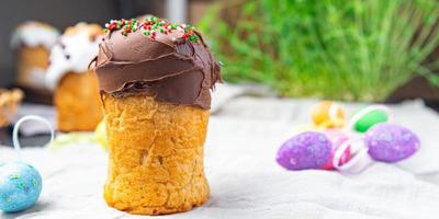 chocolate easter cake pastry treat easter kulich holiday homemade dessert food copy space photo