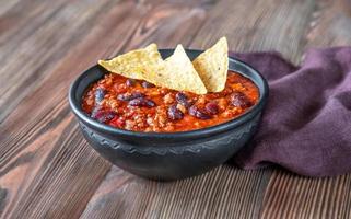 Bowl of chili con carne photo