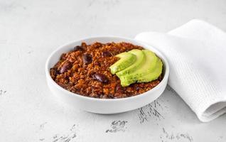 Bowl of chili con carne photo