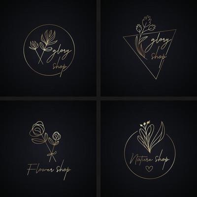 Simple luxury logo design collection set for flower shop and nature
