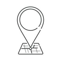 GPS location icon vector, map outline illustration, Global positioning system route isolated line on white