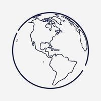 mapa del globo terráqueo del planeta con el continente americano en el símbolo de icono de contorno central vector