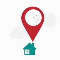 Home direction GPS location icon vector, map outline illustration, Global positioning system house direction symbol vector