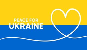 Peace for ukraine on ukrainian flag and white heart. vector