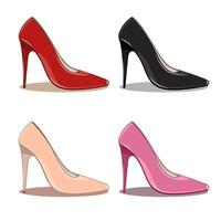 High heeled fashionable female shoes vector
