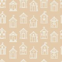 Beach hut seamless pattern, flat line style. vector