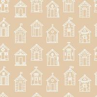 Beach hut seamless pattern, flat line style. vector