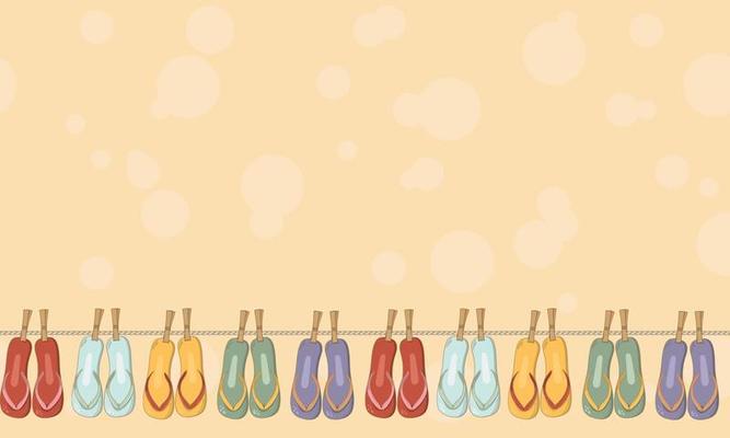 Summer beach colorful flip flops seamless border.