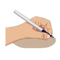 Left-hander writing or drawing something. Lefty person concept. vector