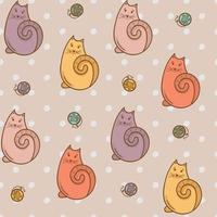 Cartoon seamless pattern with cats and wool thread bolls.