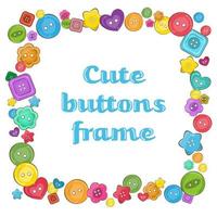 Colorful rectangle vector frame made from assorted sewing button