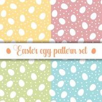 Set of seamless patterns with Easter eggs and dots. Vector illustration.