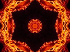 fondo abstracto único. patrón de caleidoscopio de llamas naranjas. foto gratis