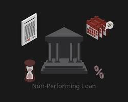 non performing loan or NPL is a sum of borrowed money whose scheduled payments have not been made by the debtor for a period of time vector