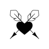 hand drawn heart with cross arrow doodle illustration for tattoo stickers poster etc vector