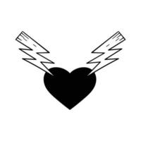 hand drawn heart with lightning doodle illustration for tattoo stickers poster etc vector