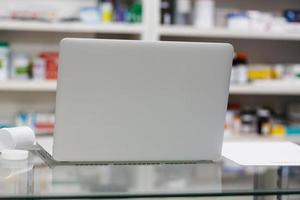 laptop computer in the pharmacy photo