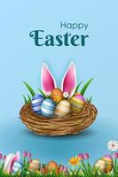easter eggs are in nest on the table creative vector illustration