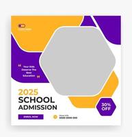 School admission social media post banner template vector