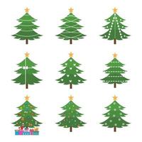 Christmas Tree flat icons set. vector