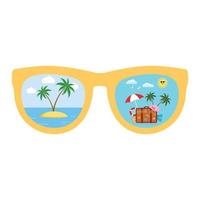 temporada de verano, el mar, la playa con gafas de sol. vector