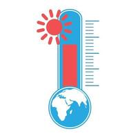 Thermometer with a globe. vector