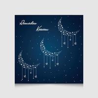 Ramadan Kareem Islamic Festival Greeting Card. Social Media post template with moon and abstract lantern background. vector