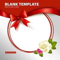 red ribbon and roses blank background design