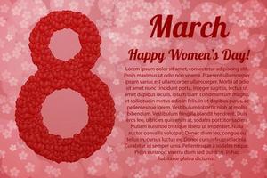 International women's day banner. March 8th bright vector illustration with hearts. Easy to edit design template for your artworks.