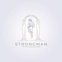 strong man super hero line art outline minimal logo vector illustration design
