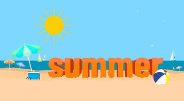 Summer beach scene background. Copy space vector