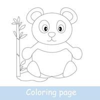 Cute cartoon panda coloring page. Learn to draw animals. Vector line art, hand drawing. Coloring book for kids.