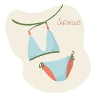 Bikini swimsuit. A piece for leisure and travel. Casual style. Fashion accessory for women. vector