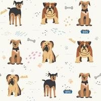 Seamless pattern with cute pet dogs vector