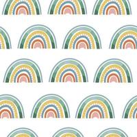 Seamless pattern. Hand drawn rainbow pattern in boho style. Abstract minimalist elements vector