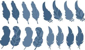 Feather Set. Simple shapes, minimalism. Natural elements for design vector