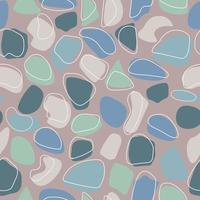 Seamless pattern with an abstract composition of simple shapes. Trendy collage style, minimalism. Stones and glass in pastel earthy colors. vector