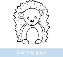 Cute cartoon hedgehog coloring page. Learn to draw animals. Vector line art, hand drawing. Coloring book for children.