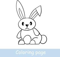 Cute cartoon hare coloring page. Learn to draw animals. Vector line art, hand drawing. Coloring book for children