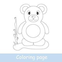 Cute cartoon bear coloring page. Learn to draw animals. Vector line art, hand drawing. Coloring book for children