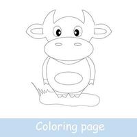 Cute cartoon piggy coloring page. Learn to draw animals. Vector line art, hand drawing. Coloring book for children.