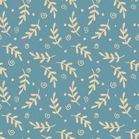 Seamless pattern with branches and leaves and abstract doodles vector