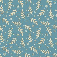 Seamless pattern with branches and leaves and abstract doodles vector