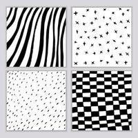 Set of geometric patterns of hand drawn elements. Vector background of stripes, dots, circles in black on white background. Modern minimalist design