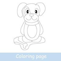 Cute cartoon puppy coloring page. Learn to draw animals. Vector line art, hand drawing. Coloring book for kids