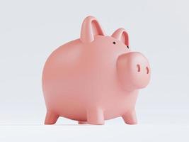 cerdito rosa ahorrar dinero sobre fondo blanco para depósito y concepto de crecimiento de ahorro financiero por 3d render. foto