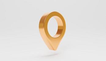 Isolate of golden Location pin on white background for web location point and pointer by 3d render. photo