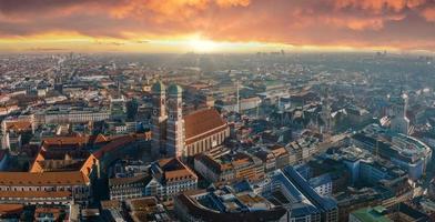 Munich aerial panoramic architecture, Bavaria, Germany.