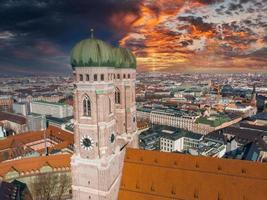 Munich aerial panoramic architecture, Bavaria, Germany.